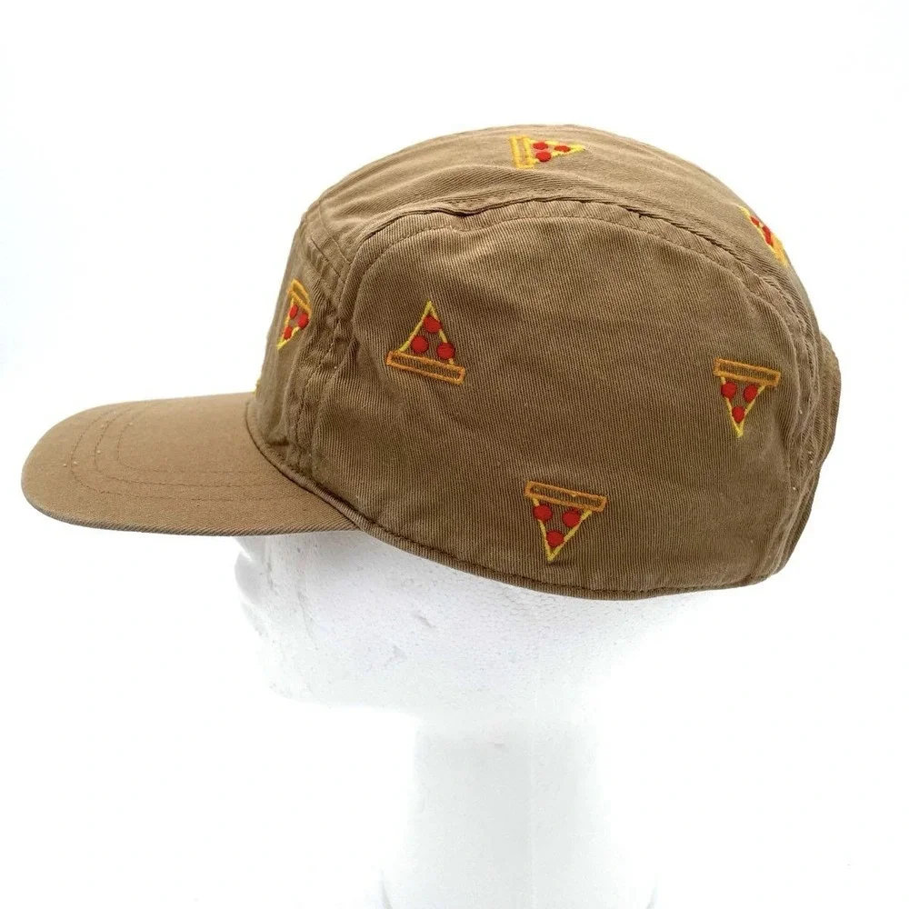 Hanna Andersson Pizza Print Camp Hat Kids Adjustable Tan Cotton Baseball Cap